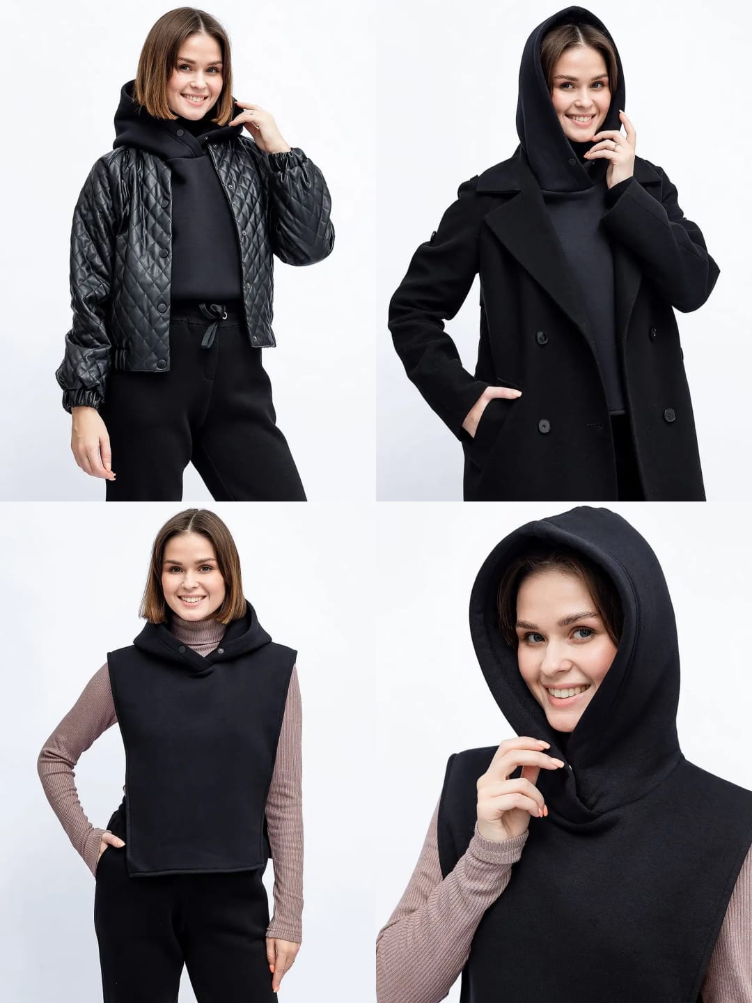 Pack "Layering Confort" : Snood à Capuche Noir, Bonnet Souple et Bandeaux Bicolores