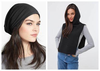 Pack Confort & Layering : Bonnet Souple Noir et Snood à Capuche Modulaire