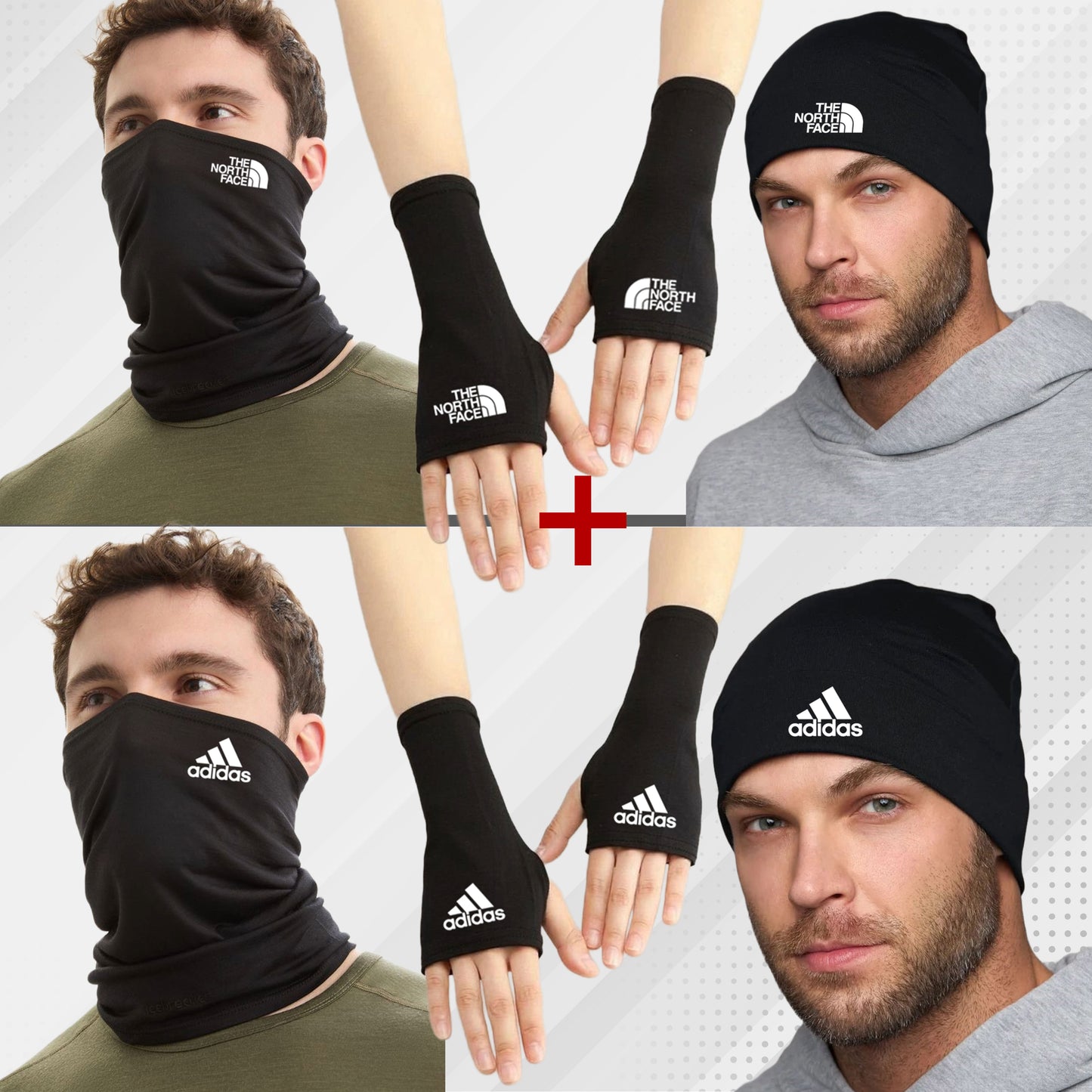 2 Pack = 2Cagoule+2gants+2bonnet " North face et Adidas " (التوصيل مجاني في كل مدن المغرب)